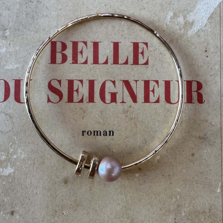 Jonc anneaux perle | Maison Janines - Bijoux or à l’âme insulaire