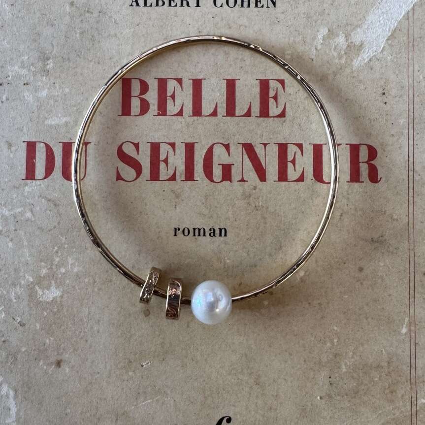 Jonc anneaux perle 6 | Maison Janines - Bijoux or à l’âme insulaire