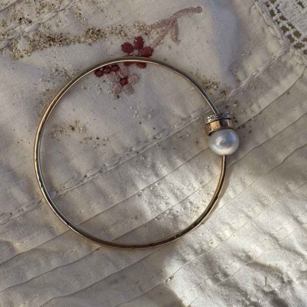Jonc anneaux perle 2 | Maison Janines - Bijoux or à l’âme insulaire