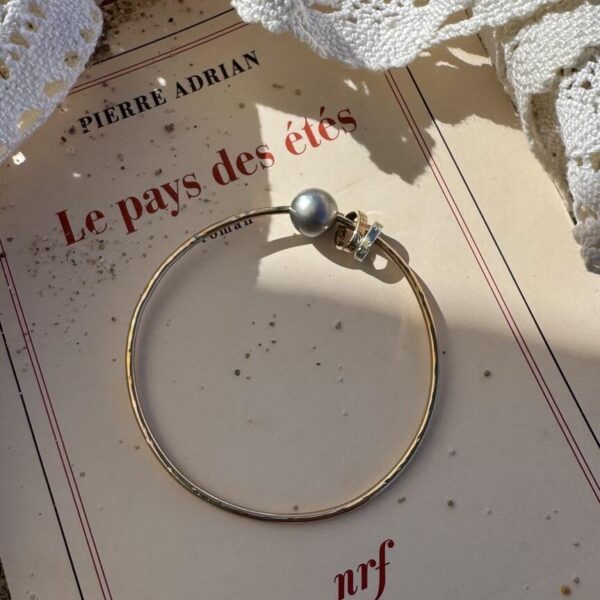 Jonc anneaux perle | Maison Janines - Bijoux or à l’âme insulaire